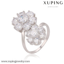 13573 Xuping Modeschmuck China Großhandel Blume Rhodium Farbe Charm Ring für Frauen